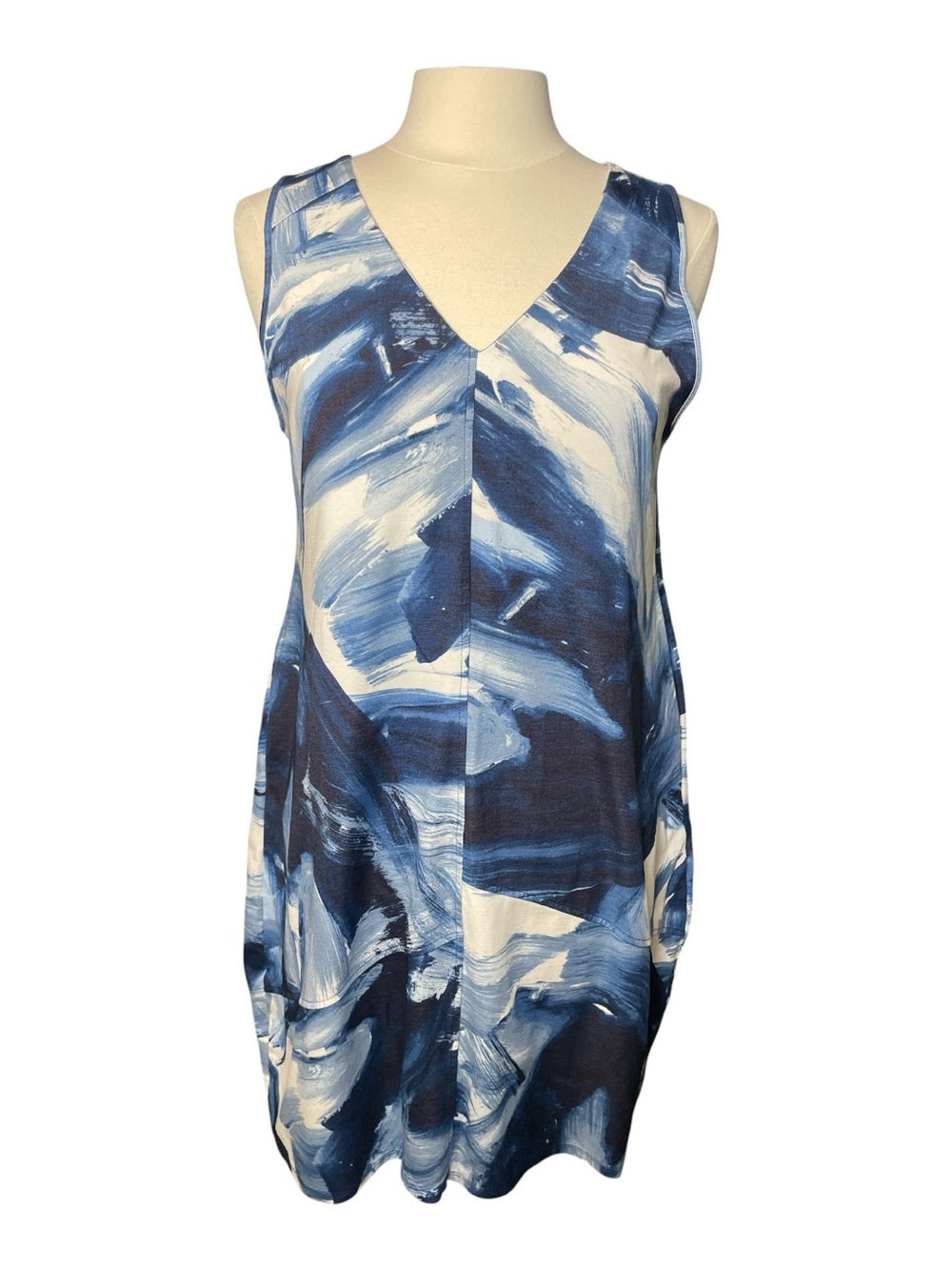 Marla Wynne Abstract Print Sleeveless Knit Dress – Petite Large